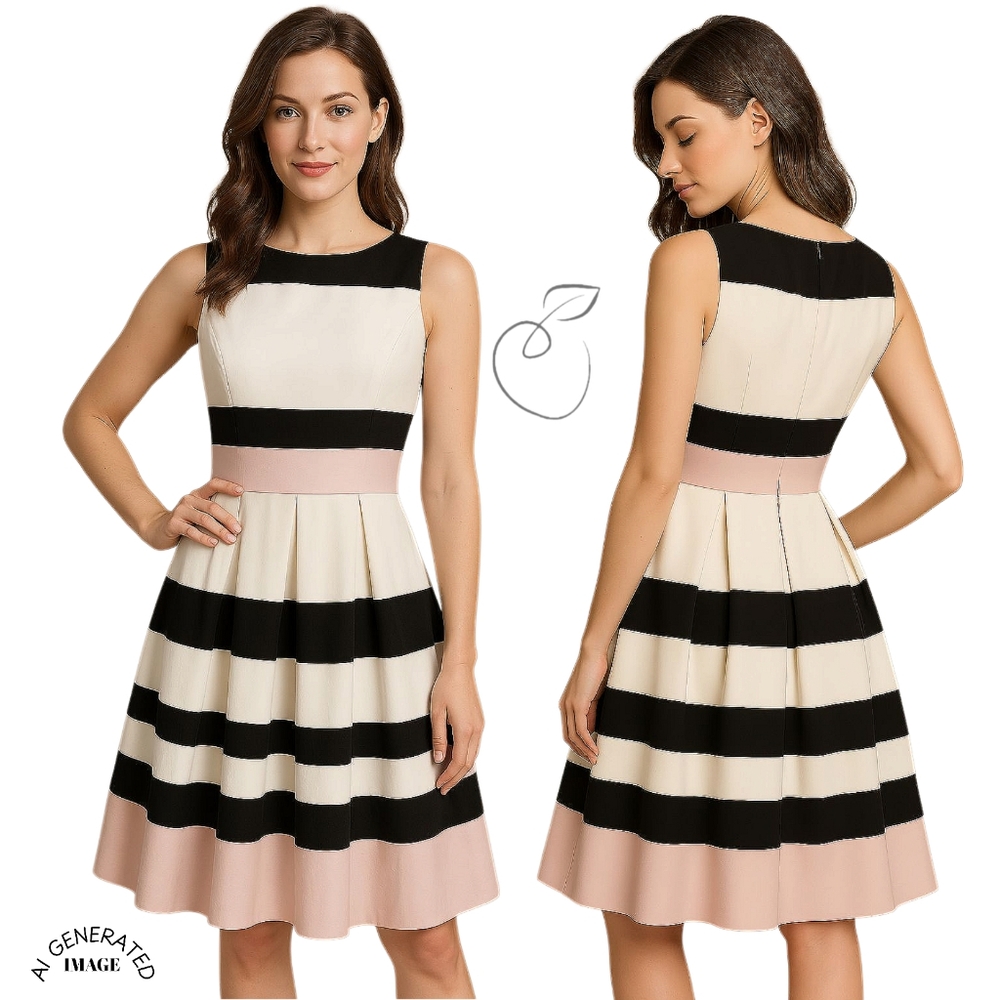LAUREN RALPH LAUREN FIT & FLARE COLORBLOCKED DRESS  SZ 6